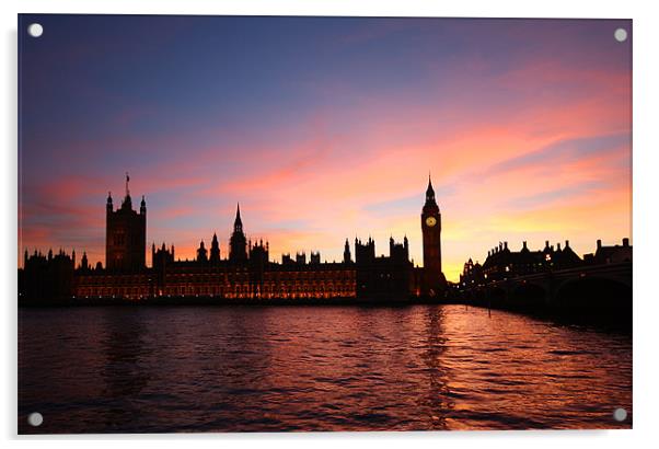 London Skyline Sunset Acrylic by Sandi-Cockayne ADPS