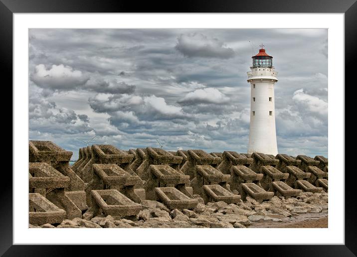 PERCH ROCK LIGHTHOUSE(Another Angle) Framed Mounted Print by raymond mcbride