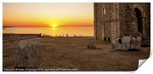 Reculver Towers Sunset Print by Dawn O'Connor