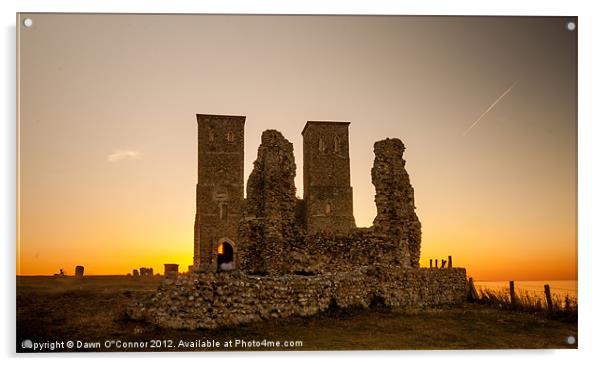 Reculver Towers Sunset Acrylic by Dawn O'Connor