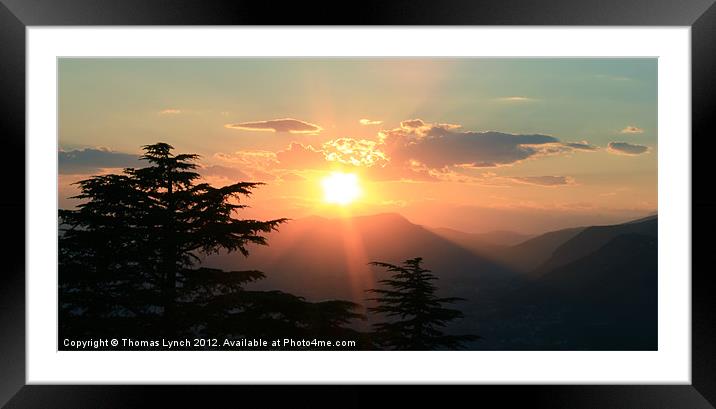 Sunset over Lake Como Framed Mounted Print by Thomas Lynch