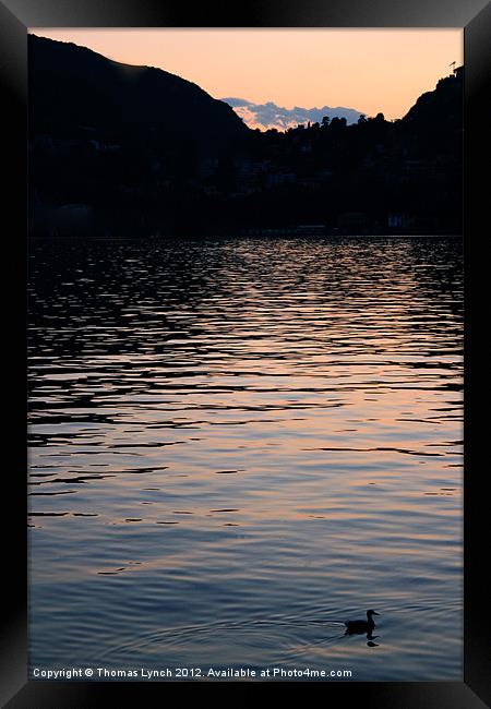 Sunset on Lake como Framed Print by Thomas Lynch