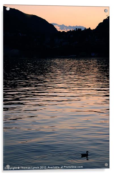 Sunset on Lake como Acrylic by Thomas Lynch