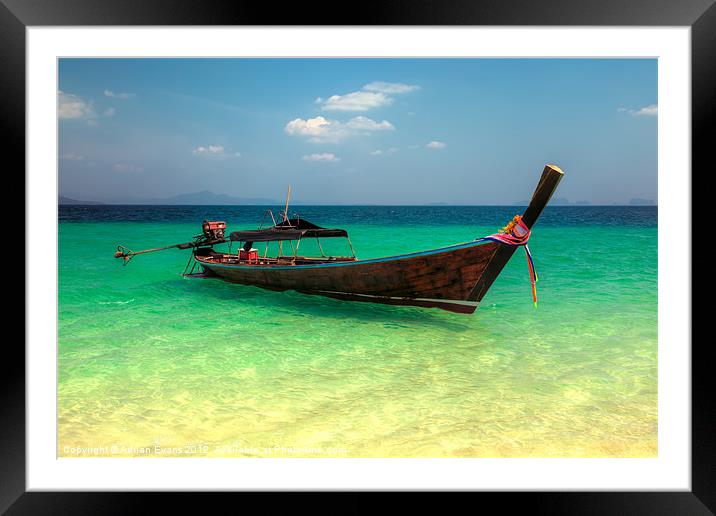 Longtail Boat Thailand  Framed Mounted Print by Adrian Evans