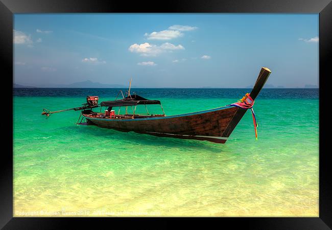 Longtail Boat Thailand  Framed Print by Adrian Evans