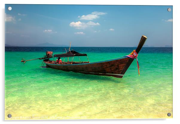 Longtail Boat Thailand  Acrylic by Adrian Evans