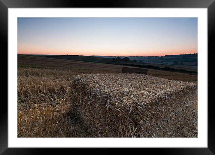 Hay Bale Sunrise Framed Mounted Print by Jonathan Swetnam