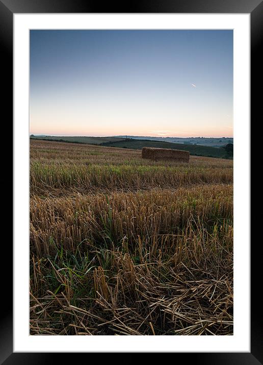 Hay Bale Sunrise Framed Mounted Print by Jonathan Swetnam