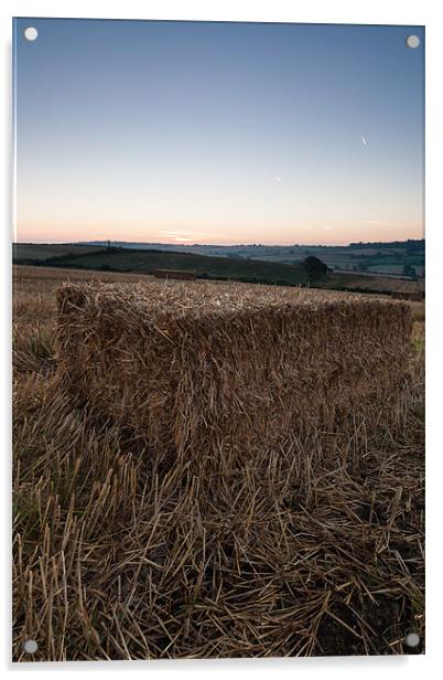 Hay Bale Sunrise Acrylic by Jonathan Swetnam