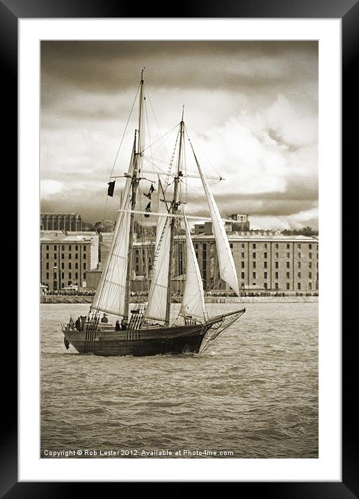 Tall ship in Liverpool Framed Mounted Print by Rob Lester