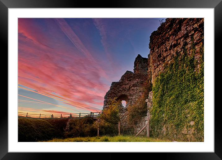 Pevensey Castle Sunset Framed Mounted Print by Phil Clements