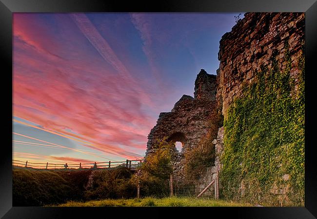 Pevensey Castle Sunset Framed Print by Phil Clements