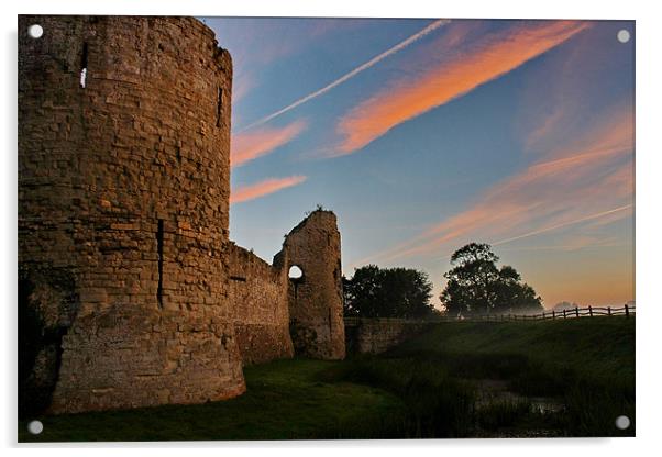 Pevensey Castle Acrylic by Phil Clements