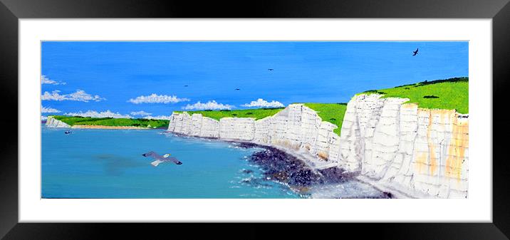 Sunny Day at Birling Gap Framed Mounted Print by Roger Stevens