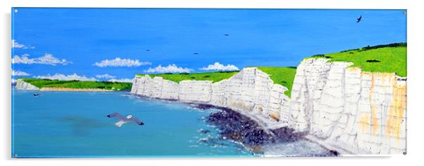 Sunny Day at Birling Gap Acrylic by Roger Stevens