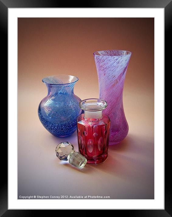 Still Life with Cranberry Bottle Framed Mounted Print by Stephen Conroy