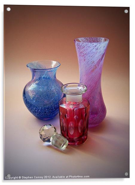 Still Life with Cranberry Bottle Acrylic by Stephen Conroy