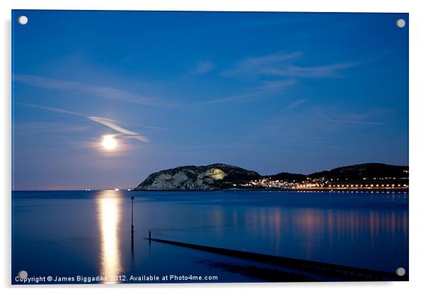 Llandudno Moon Rising Acrylic by J Biggadike