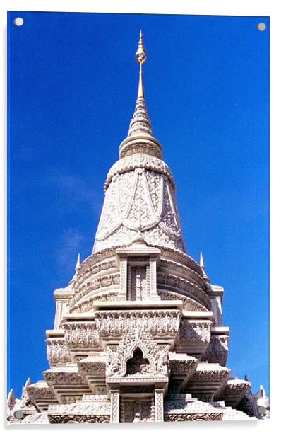 Temple, Laos Acrylic by Christopher Mullard