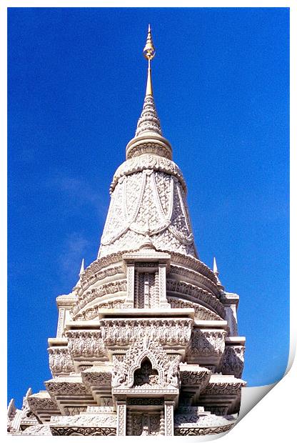 Temple, Laos Print by Christopher Mullard