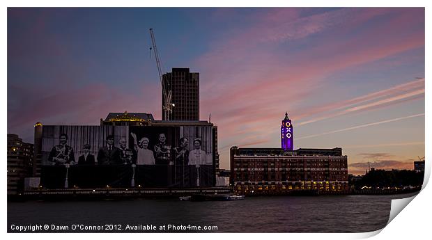 The 1977 Royal Family and the Oxo Tower Print by Dawn O'Connor