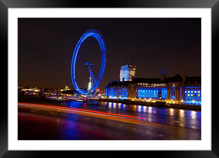 LONDON EYE AT NIGHT Framed Mounted Print by Matthew Burniston