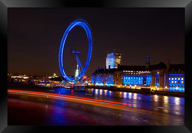 LONDON EYE AT NIGHT Framed Print by Matthew Burniston