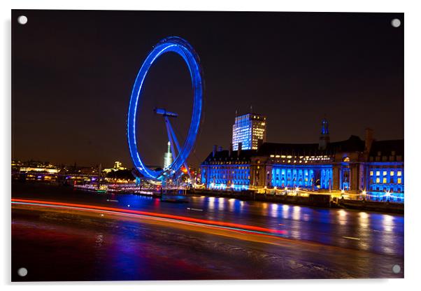 LONDON EYE AT NIGHT Acrylic by Matthew Burniston