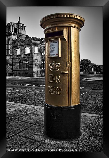 Golden Post Box Framed Print by Ray Pritchard