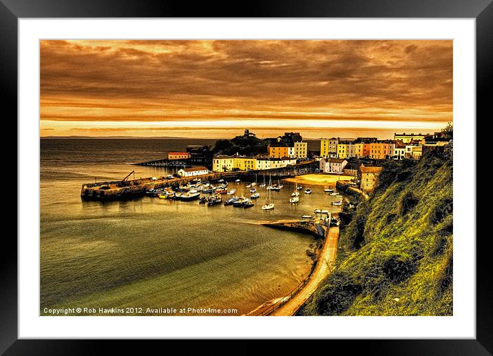 The Harbour at Tenby Framed Mounted Print by Rob Hawkins