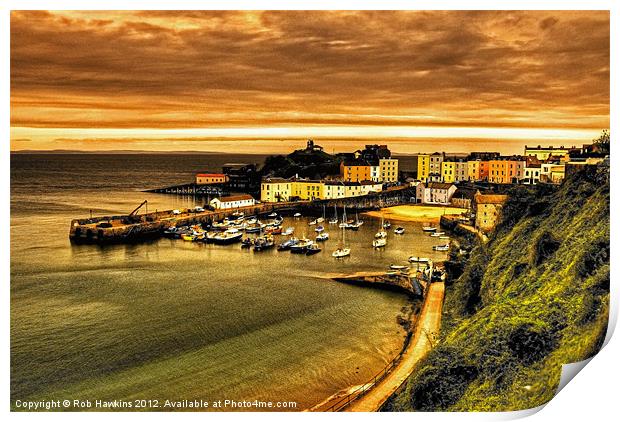 The Harbour at Tenby Print by Rob Hawkins