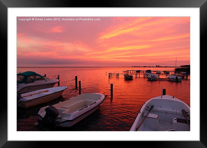 Boats in the Sunset Framed Mounted Print by Sarah Osterman