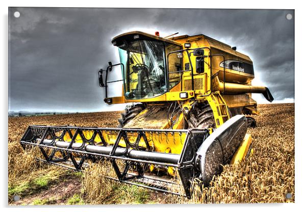 Big Yellow Combine Harvester Acrylic by Gavin Wilson