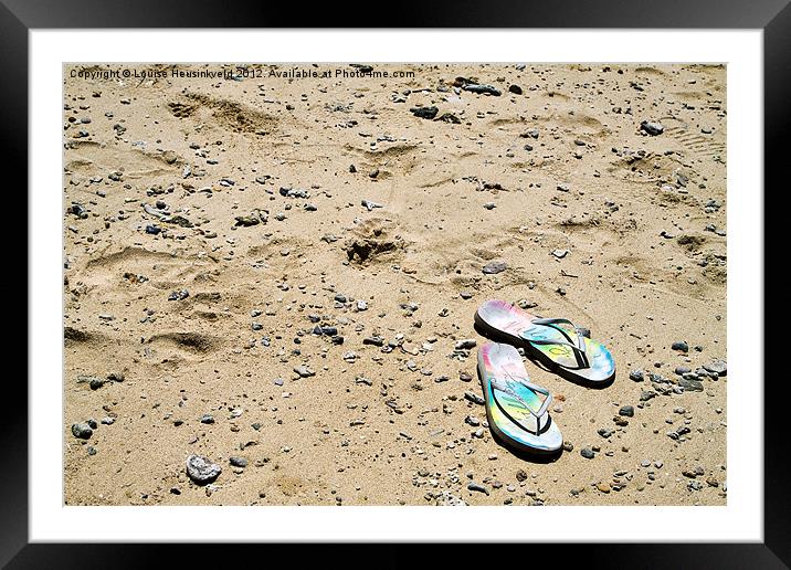 Flipflops on the Beach Framed Mounted Print by Louise Heusinkveld