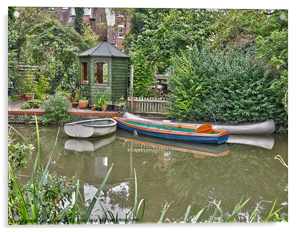 garden boat house Acrylic by carl blake