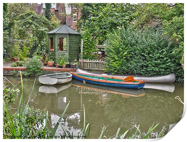 garden boat house Print by carl blake