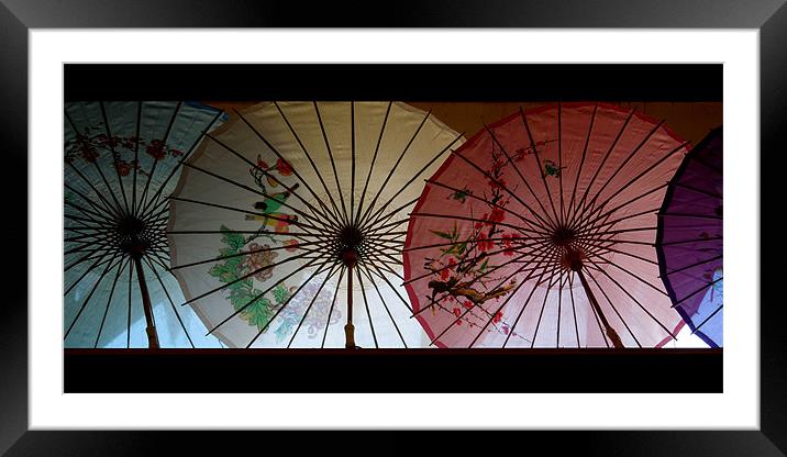 parasols Framed Mounted Print by Heather Newton
