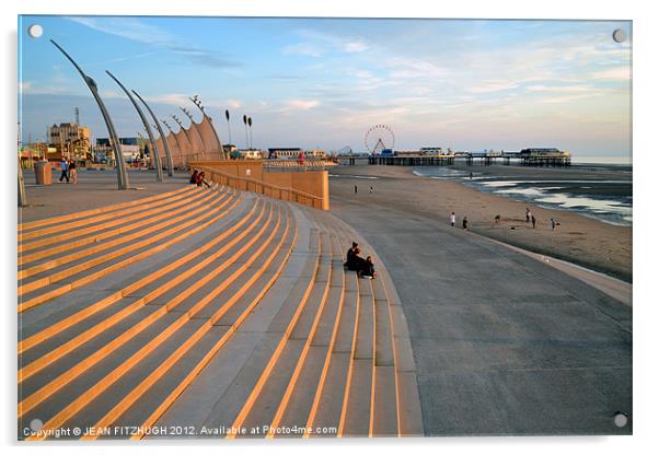 The New Steps On Blackpool Beach Acrylic by JEAN FITZHUGH