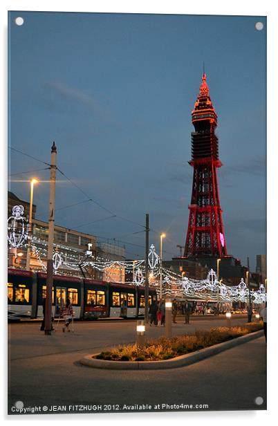 Blackpool Tower and Illuminations 2012 Acrylic by JEAN FITZHUGH
