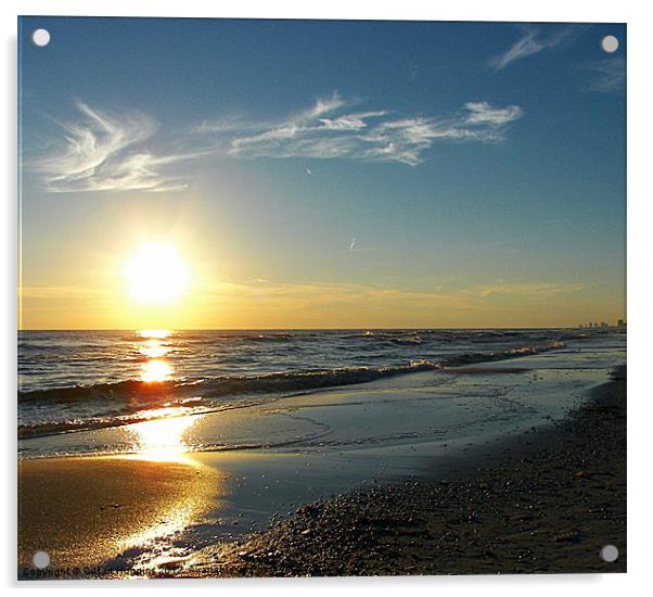 Coastline Sundown glimmer Acrylic by Susan Medeiros