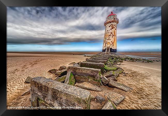 Crooked Lighthouse Talacre Beach Framed Print by Adrian Evans