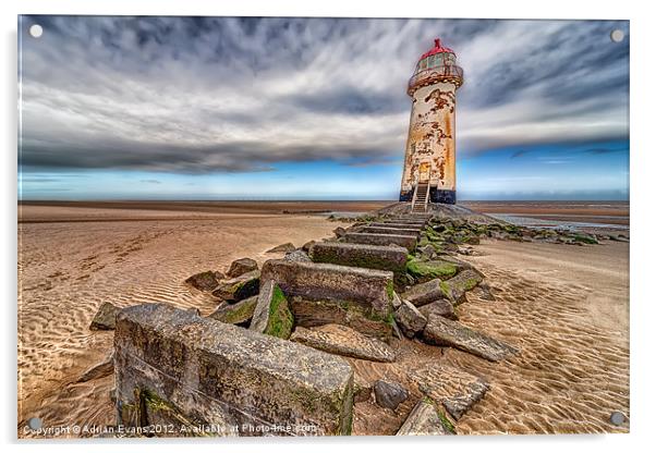 Crooked Lighthouse Talacre Beach Acrylic by Adrian Evans