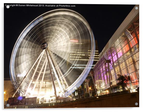Nightime Manchester Big Wheel Acrylic by Darren Whitehead