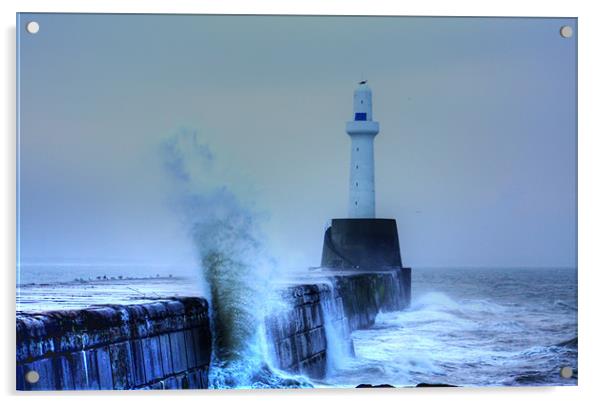 Aberdeen Lighthouse Acrylic by Sandy Jane Raffan