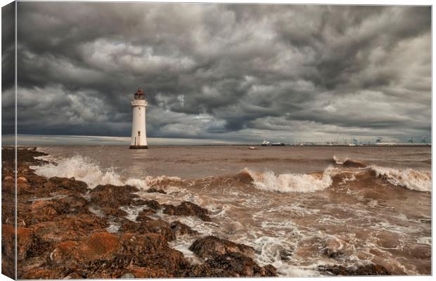 LIGHTHOUSE!!!! ( Perch Rock Before The Storm ) Canvas Print by raymond mcbride