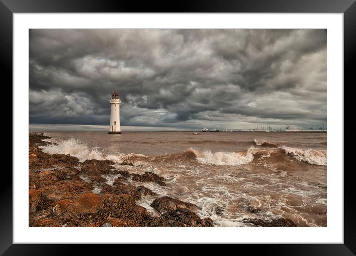LIGHTHOUSE!!!! ( Perch Rock Before The Storm ) Framed Mounted Print by raymond mcbride
