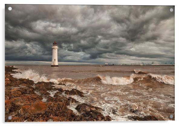 LIGHTHOUSE!!!! ( Perch Rock Before The Storm ) Acrylic by raymond mcbride