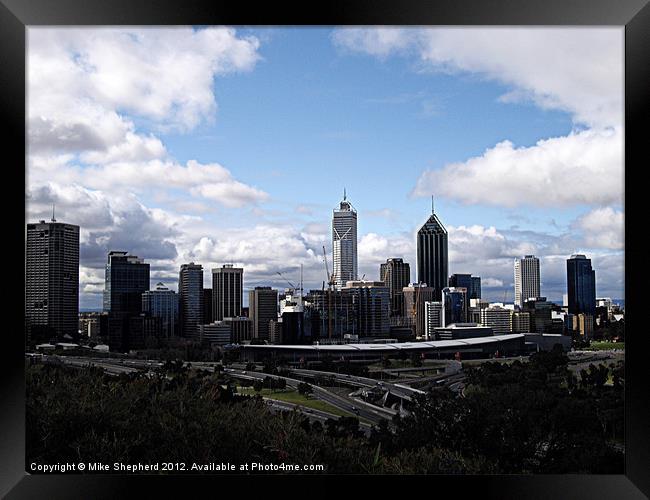 Perth Skyline Framed Print by Mike Shepherd