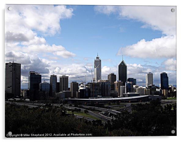 Perth Skyline Acrylic by Mike Shepherd