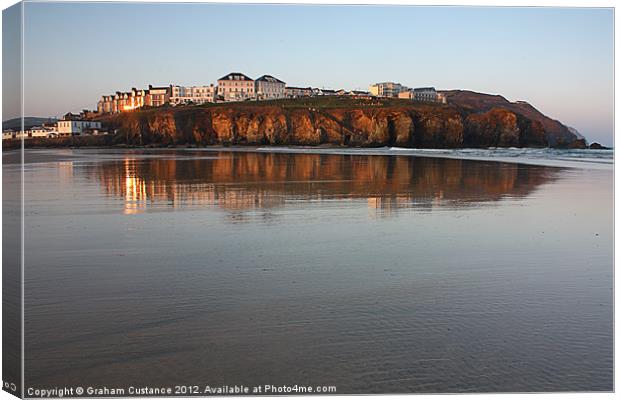 Perranporth Reflections Canvas Print by Graham Custance